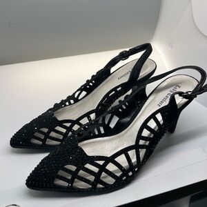 Lady Couture Ester -Black Slingback Pointed-Toe Sandals 8.5